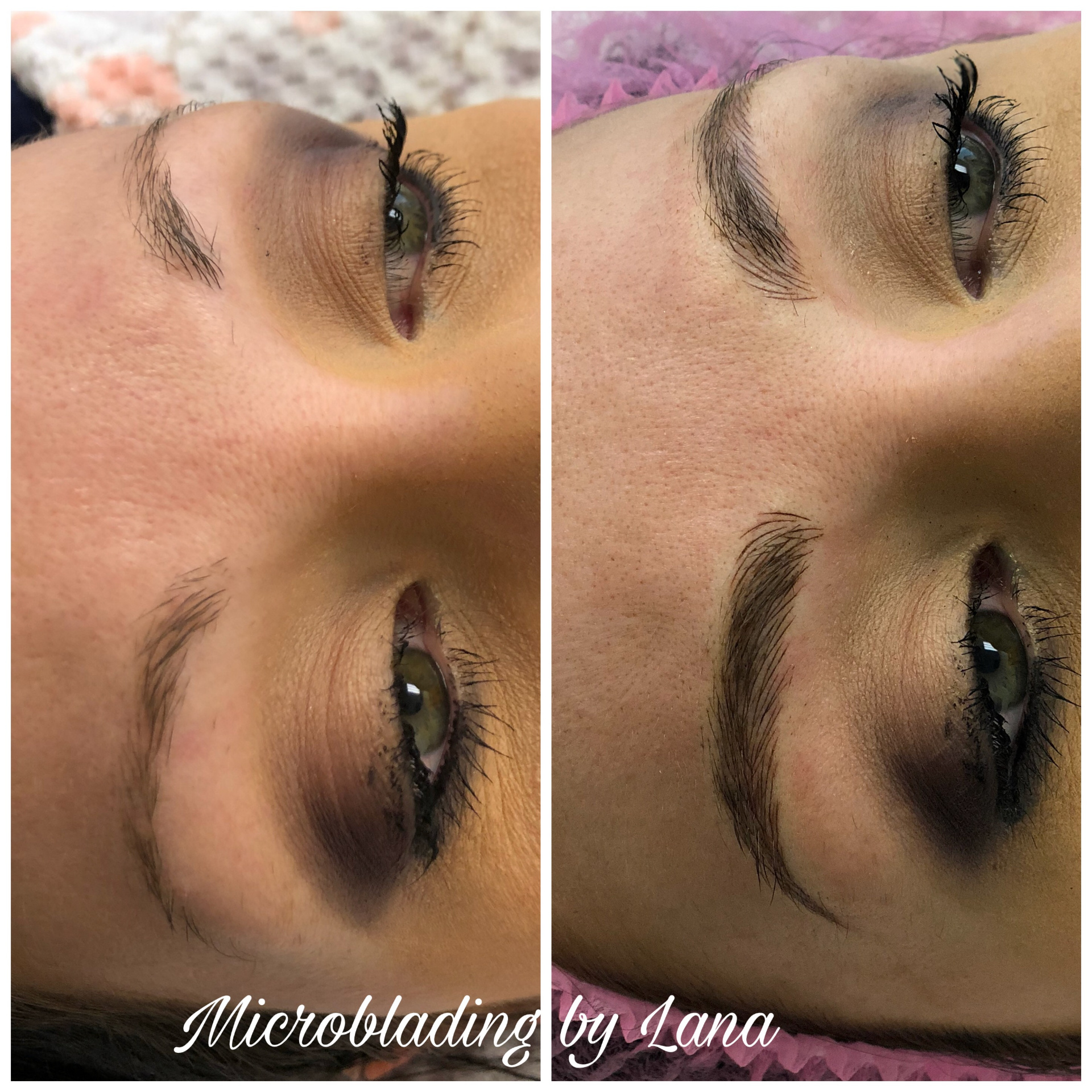 Microblading before and after — natural brow restoration