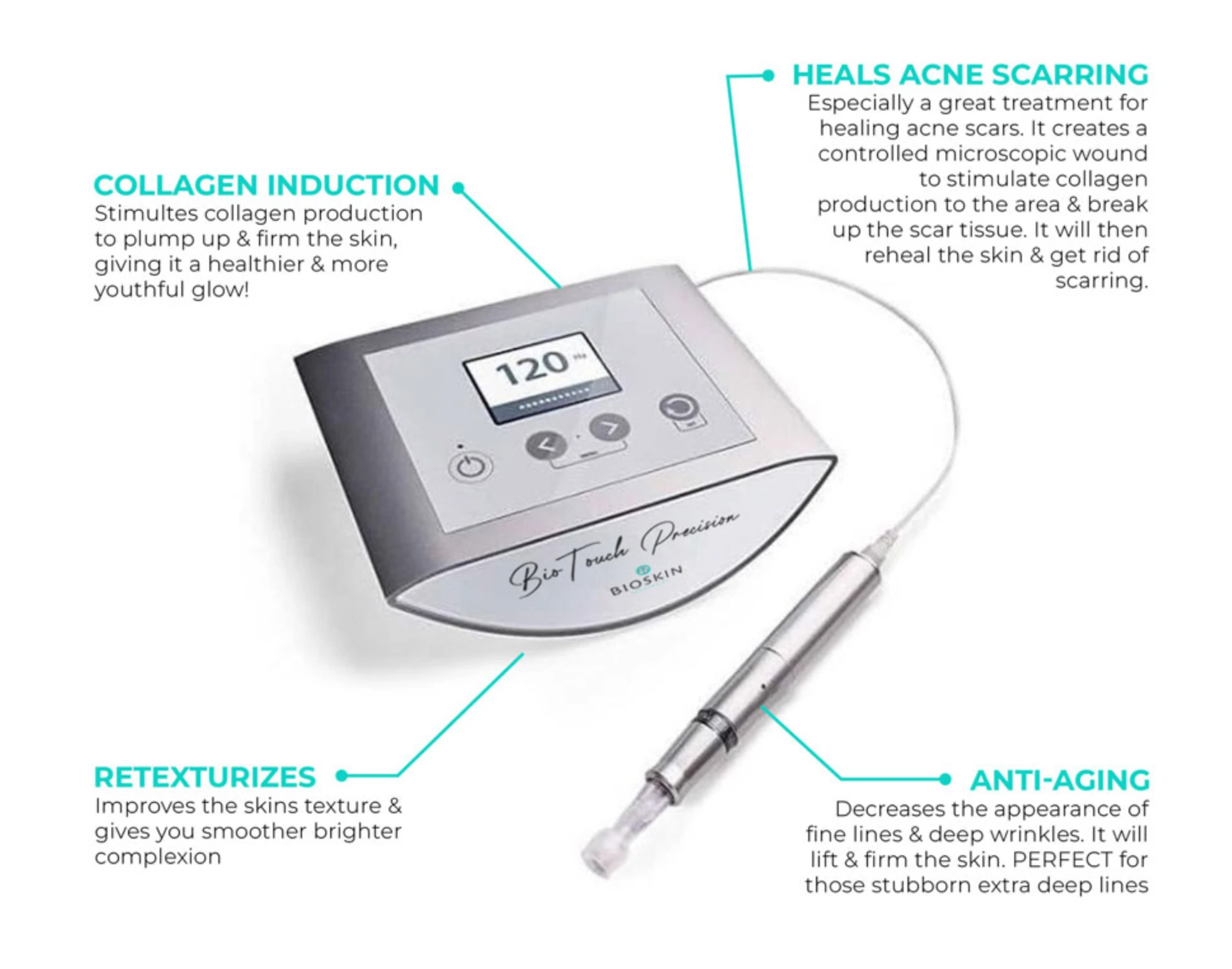 BioTouch Precision microneedling device with pen applicator and treatment benefits